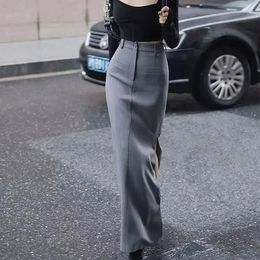 Skirts Women Wrap Hip Midi 2023 High Waist Workwear Office Lady Side Split Sheath Pencil Skirt Female Long Suit