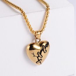 Pendant Necklaces Stainless Steel Retro Heart Shaped Necklace Love Somebody's Broken For Women And Men No FadePendantPendant Morr22