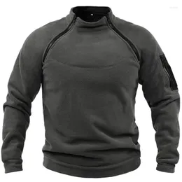 Men's Jackets Hunting Clothes For Man Winter Tactical Outdoor Jacket Zippers Fleece Pullover Mans Hiking Sweater Warm Stand Collar