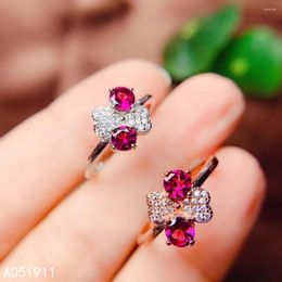 Cluster Rings KJJEAXCMY Fine Jewelry Natural Garnet 925 Sterling Silver Adjustable Women Ring Support Test Fashion