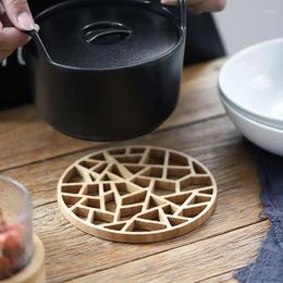 Table Mats 1Pc Chinese Style Simplicity Bamboo Hollowed Out Pot Mat Household Portable Casserole Soup Anti Scalding Heat Insulation