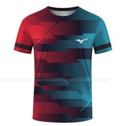 Men's T-Shirts Quick Drying Table Tennis Clothes Men T-shirt With Printing Badminton Uniforms Boys Suits Lapel Women T shirt 230421