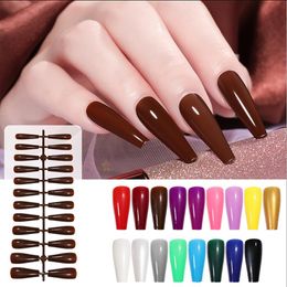 False Nails Super Long Fake Coffin Glossy Artificial Plastics Impress Press On Girls Ballerina Full Cover Fingernails Tips