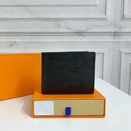 Äkta läderdesigners män rutiga plånböcker designer purses lyx läder korta män plånbok korthållare plånböcker klassisk ficka 5a äkta läderväska originallåda