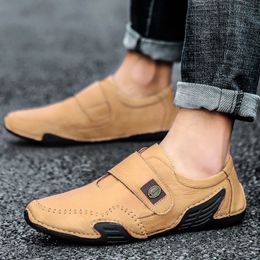 Dress Shoes Fashion Luxury Leather Mens Summer Casual Loafers Moccasins Hook loop Flats Male Driving Breathable Homme 231121