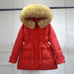 Down Jacket Women's Winter Feather Puffer Coat With Large Real Fur Hooded Slim Female Duck Down Parkas Outwear