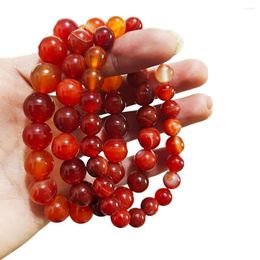 Strand Natural Stone Beads Red Stripe Agate Charm Bracelets For Women Fashion Round Lace Carnelian Bangles Female Summer Wristband