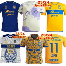 Player Fans Liga MX 2023 2024 Tigres Soccer Jerseys GIGNAC AQUINO L.QUINONES N.IBANEZ THAUVIN CORDOVA LAINEZ UANL home away 23 24 football men shirt