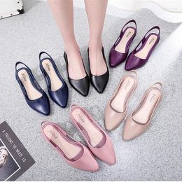 Dress Shoes Jelly Sandals Women Pointed Toe Chunky Med High Heels Flip Flops Slingback Casual Candy Skidproof Beach For