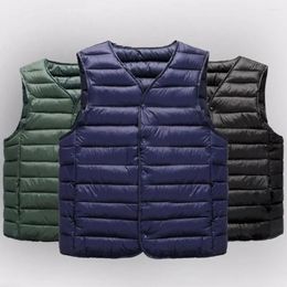 Men's Vests Men Vest Jacket Solid Colour Waistcoat Winter V Neck Padded Coat Thick Warm Windproof Sleeveless For Casual