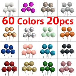 Party Supplies 20PCS Gold Cake Decoration Balls Set Pink Blue Black Red Silver Topper Ball For Wedding Christmas Birthday Deco Faux Metal