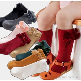 INS Christmas Infant kids velvet Bows princess socks baby girls 3/4 knee high knitted sock palace newborn soft cotton warm legs Q2532