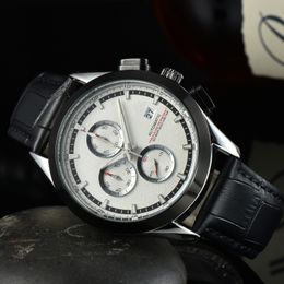 Men luxury designer Automatic quartz calendar watch Mens auto 6 hands leather band Watches E2
