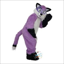 High quality Purple Woolly Wolf Wolves Plush Wolf Mascot Costume Halloween Christmas Fancy Party Dress Cartoon Character Suit Carnival Unisex Adults Outfit