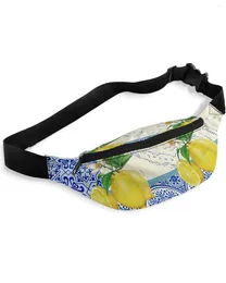 Waist Bags Blue And White Porcelain Texture Map Lemon Bag Women Men Belt Large Capacity Pack Unisex Crossbody Chest