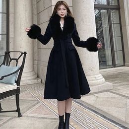 Women's Fur Faux Fur Autumn Winter Temperament Goddess Fan Woollen Coat Women's Loose Waist Is Thin Long Big Fur Collar Fashion Jacket Female 231122