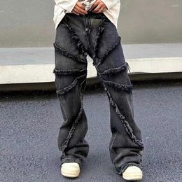 Men's Jeans Y2k Frayed Pantalones Hombre Baggy Denim Trousers For Men And Women Streetwear Washed Straight Loose Oversized Cargos