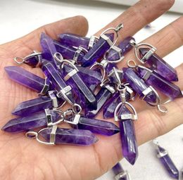 Chokers Natural Gem Stone Quartz Crystal amethyst Turquoise Hexagonal Pendulum Reiki Charm Pendants DIY Jewelry Making Necklaces 24Pcs 231121