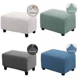 Rectangle Jacquard Ottoman Stool Cover Elastic Footstool Sofa Slipcover Footrest Chair Covers Furniture Protector 211116249y