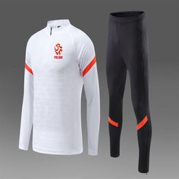 Poland national football team men's football Tracksuits outdoor running training suit Autumn and Winter Kids Soccer Home kits167d