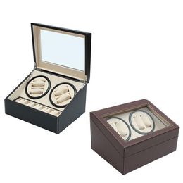 PU Leather Automatic 4 6 Watch Winder Rotator Storage Case Display Box Organiser Silent Operation Automatic Rotation All Aspects2627