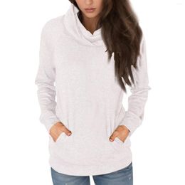 Women's Hoodies 2023 Autumn Winter Womens Sweatshirt Thick Casual Long Sleeve High Neck Solid Pullovers Tops Ladies Pocket Hooded Sudaderas