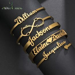 Bangle 20 Styles Fashion Customised Name Bracelets Letter Stainless Steel Personalised Bangles For Women Men Baby Wedding Jewellery Gift 231122