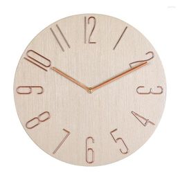 Wall Clocks Simple Clock 12 Inch Living Room Home Watch Fashion Bedroom Clock-Beige