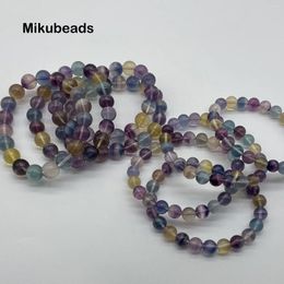 Loose Gemstones Wholesale Natural 8mm Colourful Fluorite Smooth Round Beads For Jewellery Making DIY Bracelets Necklace