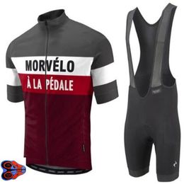 Morvelo high quality Short sleeve cycling jersey and bib shorts Pro team race tight fit bicycle clothing set 9D gel pad249I