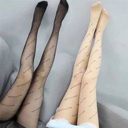 Socks 26% Off Clothing Designer 6-pack Anti Hook Pantyhose Letter Ultra-thin Black Silk English Mesh Red Bare Leg Stockings Cut Freely in Summer