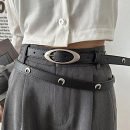 Belts Retro Moon Metal Women Hip-hop Belt Punk PU Leather Western Waistband Skinny Waist For Pants Jeans Dress