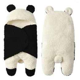 Blankets Lamb Wool Born Blanket Winter Baby Hooded Swaddle Cute Panda Fleece Stroller Sleeping Bag Cocoon Warm Infant Sleepsack 0-3M