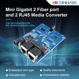 HICOMDATA Mini Gigabit 2 Fiber port and 2 RJ45 Media Converter