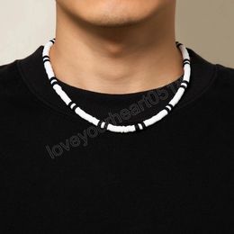 Polymer Clay White/Black Short Choker Necklace for Men Clavicle Necklace Bohemian Jewellery for Neck Collar Girl Gift