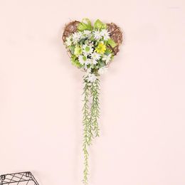 Decorative Flowers Easter Three-dimensional Peach Heart Chrysanthemum Ring Wall Hanging Decorations Home Living Room Decoration Decor