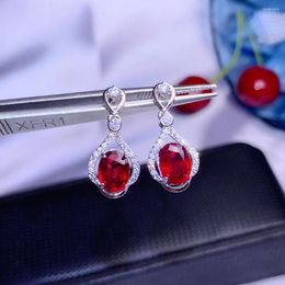 Stud Earrings Elegant Red Ruby Gemstone For Women Fine Jewelry Natural Gem 925 Sterling Silver Good Color Party Gift