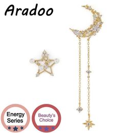 Dangle Earrings & Chandelier ARADOO Natural Freshwater Pearl Star Moon Tassel Vacuum Plating 18k Gold Light Luxury Romantic Versailles