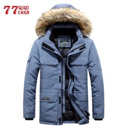 Men's Leather Faux Leather Mens Winter Jacket warm Thick Cotton Multi-pocket Hooded Jacket Male casual Fur Trim Coat men's Down jacket coat Plus size M-6XL 231122