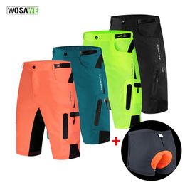 WOSAWE Baggy Cycling Shorts Mens MTB Mountain Bike Bicycle Loose Downhill Shorts with Pad Cycling Underwear Riding Trousers2630