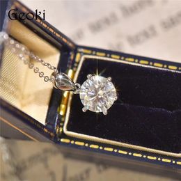 Pendants Silver 925 Original Round Brilliant Cut 1.5 Diamond Test Past D Colour Moissanite Pendant Necklace Women Gemstone Jewellery