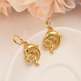 Dangle Earrings Gold Colour For Women Fashion Jewellery African Arab Body Dolphinbutterfly Girl Kids Christmas Gift