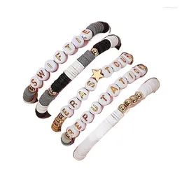 Strand 5-Pieces Soft Clay Set Handmade Wristband Bohemian Wrist Link Chain Summer Beaches Hand Jewellery 57BD