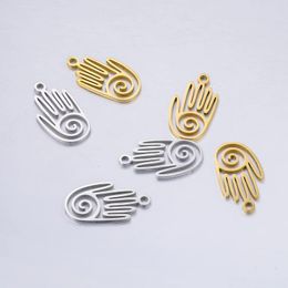 Charms 5pcs/Lot Mirror Finish Polishing Stainless Steel Hollow Out Fatima Hand Pendant Bracelet DIY Jewellery Handmade Accessories