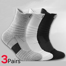 Men's Socks 3 Pairs Running Stockings Men Long Breathable Active Trainer Basketball Thick Sweat-Absorbent Outdoor Sports Walking