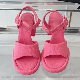 Dress Shoes Pink 2023 Cute Women Summer Sandals Luxury Design Stylish High Pumps Casual Versatile Heel Zapatos Mujer