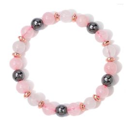 Strand Reiki Rose Pink Quartzs Beads Bracelet Hematite Volcanic Rock Lava Yoga Bracelets For Women Men Healing Natural Stone Jewellery