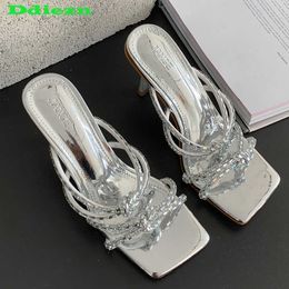 Dress Shoes Women Pumps Crystal Female Shoes Thin High Heels 2023 New In Fashion Ladies Sandals Summer Rhinestones Slides