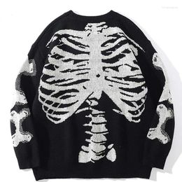 Men's Sweaters Autumn And Winter Trendy Brand Men Skull Round Neck Long-sleeved Sweater Fashion Couple Loose Pullover Retro Y2k