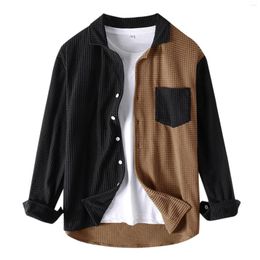 Men's Casual Shirts Adult Romper Men Long Sleeve Turn-Down Collar Colour Matching Single Breasted Pocket Active Wear Set Indoor Boy